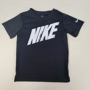 Nike Shirt Boys Small Black Dri-Fit Training Logo Casual Age 4-5 Kids Youth - Picture 1 of 12