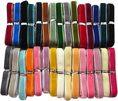 30 Yards 3/8" Velvet Ribbon Total 30 Colors Assorted Lots Bulk (Multicolored - Image 1 of 4