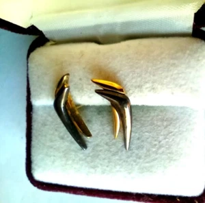 "BOOMERANGS" DESIGNER MODERNIST Vintage CIANI STERLING SILVER EARRINGS - Picture 1 of 6