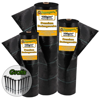 AQUAGART Bodengewebe Unkrautvlies Unkrautfolie Gartenvlies Folie 100g UV Geotextil %