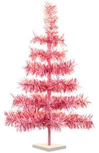 Valentine's Day Tinsel Christmas Tree, Classic Feather Style Red, White & Pink - Picture 1 of 28