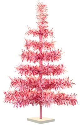 Valentine's Day Tinsel Christmas Tree, Classic Feather Style Red, White & Pink - Image 1 of 4