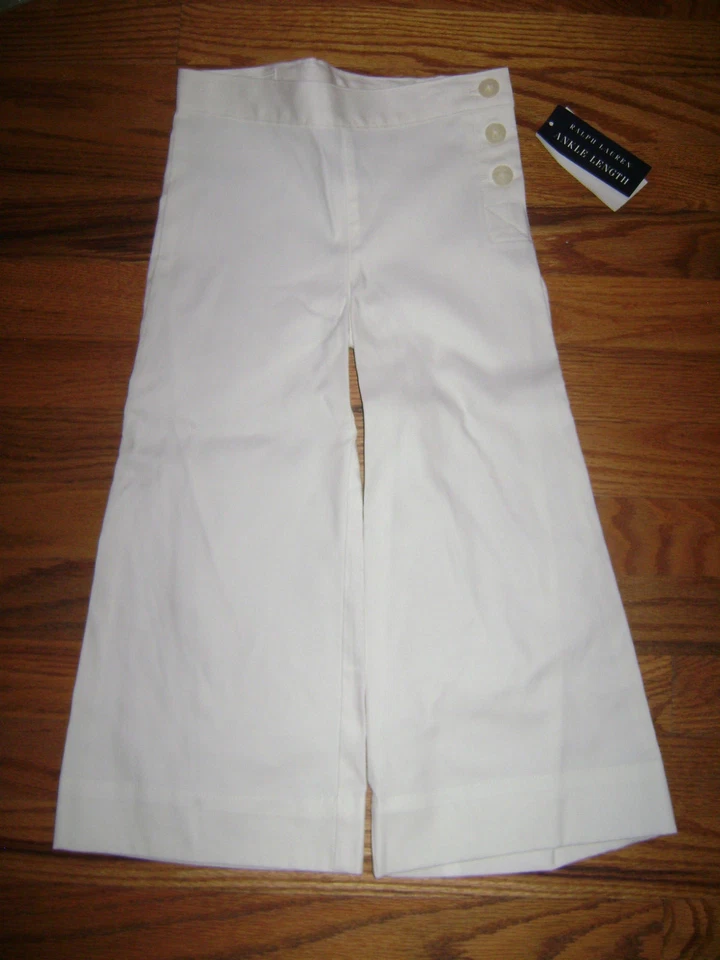 NUEVO PANTALÓN NIÑA RALPH LAUREN HASTA EL TOBILLO talla 4 BLANCO MUY LINDO Foto 1 de 4