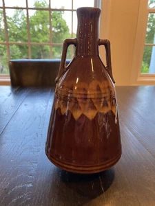 Vintage Brown Ceramic Polish Vase Double Handled - Picture 1 of 4