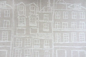 Tela artesanal para tapicería ciega cortina de algodón/lino fachadas de ciudad - Imagen 1 de 3