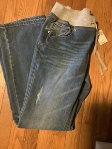 Justice Girls Distressed Jeans (size 16.5) Drawstring Waist- Cute! - Picture 1 of 3
