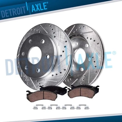 Pastillas de freno rotores de disco perforados traseros de 13,58" para Chevy GMC Silverado Sierra 1500 Foto 1 de 4