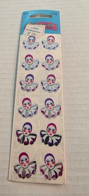 Vintage 1986 Sandylion Mimes Clowns Circus Foil Stickers Sealed NOS 12 Stickers - Image 1 of 3