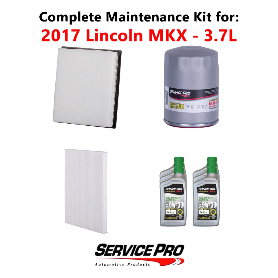 2017 Lincoln MKX 3.7L Complete Air, Oil & Cabin Filter Kit (5W-30) Foto 1 de 4