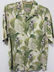 Tommy Bahama Shirt Men's Hawaiian Camp Shirt 100% Silk Floral Green Medium - Picture 1 of 8