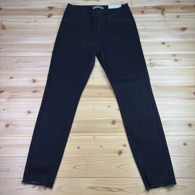 Pantalones de mezclilla Just USA para mujer 8 negros ajustados deshilachados dobladillo crudo tiro alto nuevos con etiquetas Foto 1 de 4