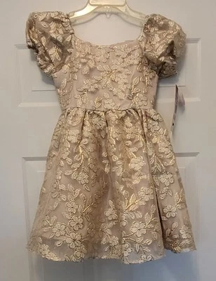 Novo com etiquetas Edições Raras Meninas Tamanho 10 Vestido Dourado Glamour Flor Dourada Casamento Páscoa - Imagem 1 de 4