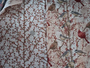 Winter Birds Winter Berry Vine Words Legacy Studio Cotton Fabric Quilt Set - Picture 1 of 3