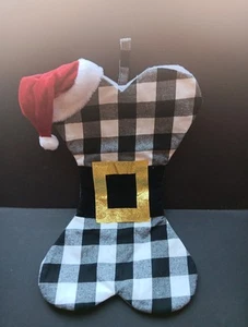 Dog Bone Shaped Christmas Stocking With Santa Hat - Picture 1 of 3