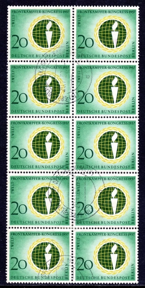 Germany Berlin Scott #9N161 VF Used 1957 World's Veteran's Association Block- 10 - Image 1 of 1