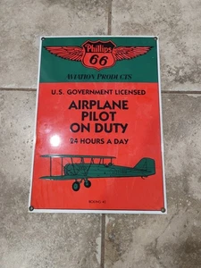 VTG "PHILLIPS 66"AVIATION PRODUCTS-AIRPLANE PILOT ON DUTY-'' Ande Rooney SIGN - Picture 1 of 11