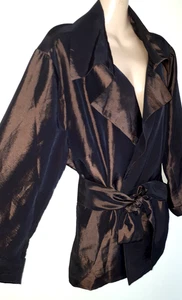 BNWT SUSAN GRAVER XL bronze two tone effect pocketed Party Event Jacket + tie - Picture 1 of 11