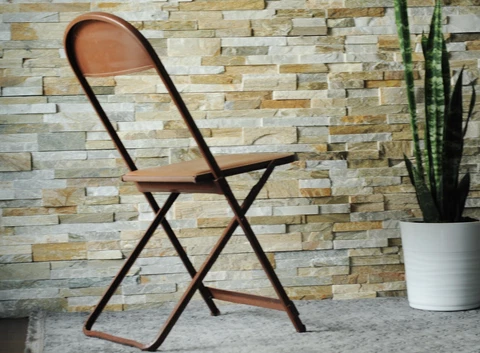 Vintage Metal Folding Chair-MCM Brown Slim Retro Patio Camp Chair Cover