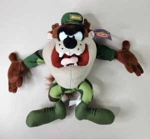 Looney Tunes Tazmanian Devil Taz Nanco Plüschpuppe tragen Marine Tarnung selten - Bild 1 von 7