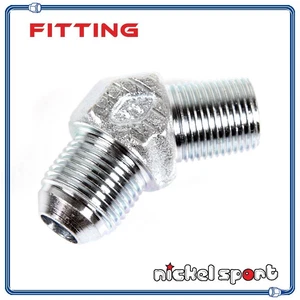 8AN to 3/8" NPT 45 Degree Fitting Adapter Male to Male - Picture 1 of 1