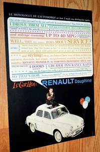 1960 RENAULT DAUPHINE ORIGINAL LARGE VINTAGE ADVERTISEMENT PRINT AD 60 LECAR - Picture 1 of 1