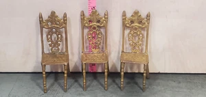 Silla vintage de 3 sillas de metal de latón en miniatura - Imagen 1 de 6