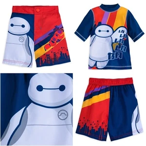 Disney Store Baymax Big Hero 6 Boy Swimsuit Rash Guard Sword Shirt Trunks NEW - Picture 1 of 7