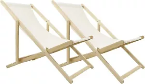 PETSCOSSET Wooden Patio Lawn Deck Chairs 2 Set Outdoor Camping Sling Chairs - Picture 1 of 7