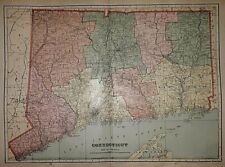 Vintage 1907 Railroad & County Map ~ CONNECTICUT ~ Old & Authentic ~ Free S&H