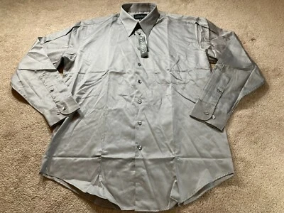 NEW Perry Ellis Portfolio Mens Button Up Shirt Size 15.5 /32-33 Gray Long Sleeve - Image 1 of 4