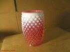 Fenton Hobnail #3947 Cranberry Opalescent Glass Barrel Tumbler Cup 12oz