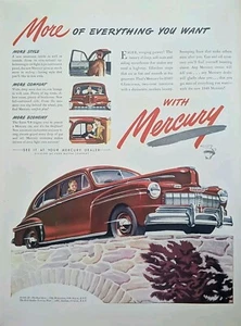 1946 vintage Mercury automobile print ad. Post world war II, Red vehicle - Picture 1 of 1