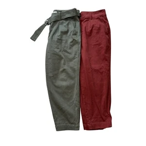 Lote de 2 pares de pantalones al tobillo de mezclilla de tiro alto A New Day verde oliva óxido naranja talla 14 - Imagen 1 de 8