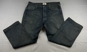 Jeans Levis uomo 36x30 blu denim 501 lavaggio scuro gamba dritta bottoni mosca - Foto 1 di 7