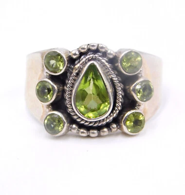 4.60 GM Naturale Peridoto Taglio Sottile Gemma Anello 925 Argento Sterling Beige - Immagine 1 di 4