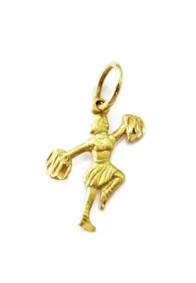 Collar colgante de oro amarillo de 14 quilates con dije de animadora ~ 0,6 g Foto 1 de 4