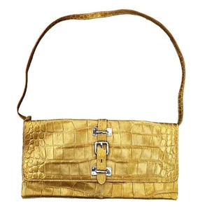 Claudia Firenze yellow leather made in italy shoulder Crossbody Clutch Snake - Picture 1 of 9