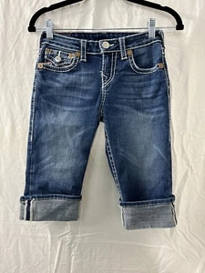 True Religion Girls Rainbow Sophie Cuffed Bermuda Denim Shorts Size 14 - Picture 1 of 17