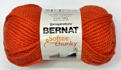 1 skein Bernat Softee Chunky Yarn PUMPKIN Orange 3.5 oz 108 yds Acrylic #6 - Image 1 of 4