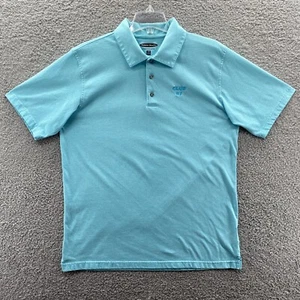 Pebble Beach Performance Mens XL Aqua Striped Custom Embroidered Golf Polo Shirt - Picture 1 of 8
