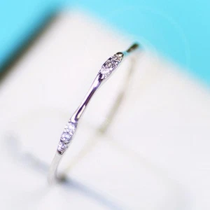Ultra-fine Tail Ring Women's Wedding CZ Band White Gold Filled Rose Gold Jewelry - Picture 1 of 10