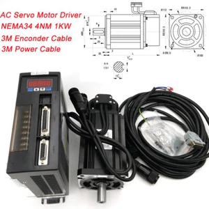1KW 4NM Servomotor NEMA34 Servosteuerung AC Servo Motor 2500RPM + 6M Cables CNC - Picture 1 of 9