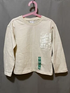 NWOT ZARA Girl's Long Sleeve 100% Cotton Graphic Prints T-shirt Size 8-9 Ecru - Picture 1 of 8