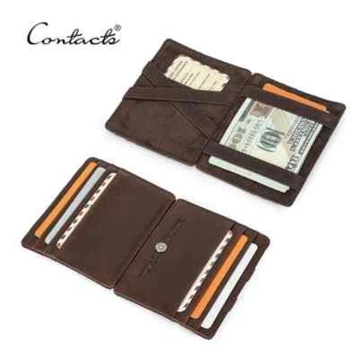 RFID Blocking Men Slim Wallet Genuine Leather Bifold with Money Clip 8 Card Slot - Image 1 of 4