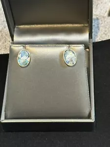 Antique Roman Glass Sterling Silver 925 Earrings Ancient Fragments Stamped - Picture 1 of 9