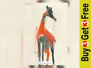 Minimalist Watercolor, Abstract Giraffe Painting Print 5"x7" on Matte Paper - Picture 1 of 7