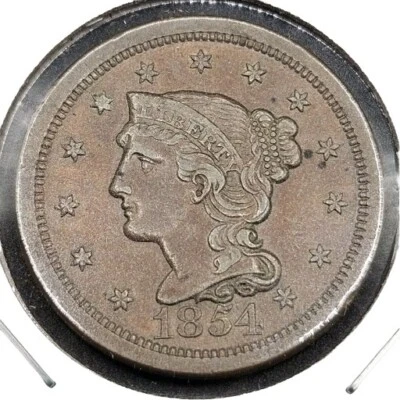 1854 Braided Hair Large Cent | ALMOST UNCIRCULATED - Image 1 of 2
