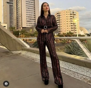 New Zara Sequin Flared Pants 3440/251 XS Extra Small Large Blogger's Fav! - Picture 1 of 10