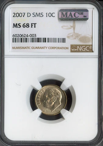 2007 D Roosevelt Dime NGC MS68 FT FB Satin MAC QUALITY✔️ Cover
