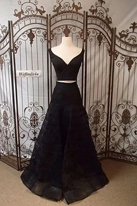 V656 SHERRI HILL 51163 NEGRO TALLA 8 $490 2 PIEZAS V36 VESTIDO FORMAL CONCURSO DE GRADUACIÓN - Imagen 1 de 12